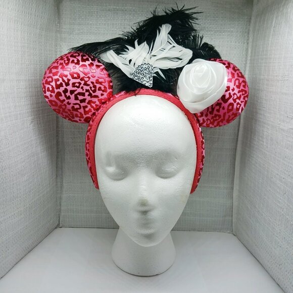 Disney Parks Pink Cheetah Print Minnie Mouse Ears - Picture 1 of 3
